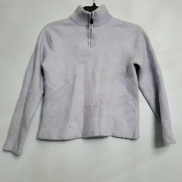 Allen Solly 100% Cashmere Sweater Gray Quarter Zip Pullover Luxury LARGE *Hole* - Picture 1 of 7